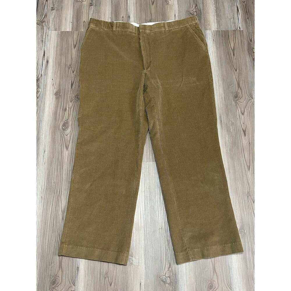 Orvis Mens Size 42x30 Tan Corduroy Pants Flat Front Made in USA